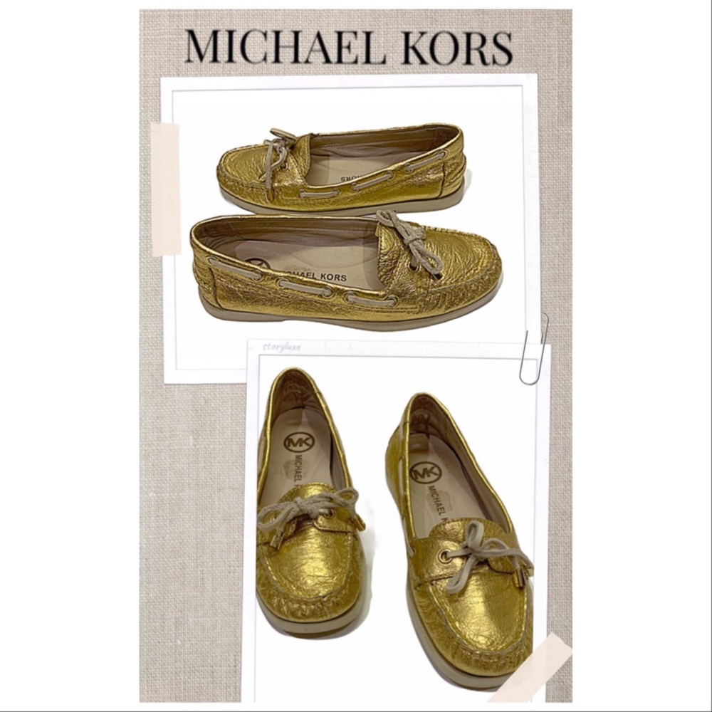 Michael Kors Loafers Blair Metallic Leather Women Loafers Shoes Size 5.5